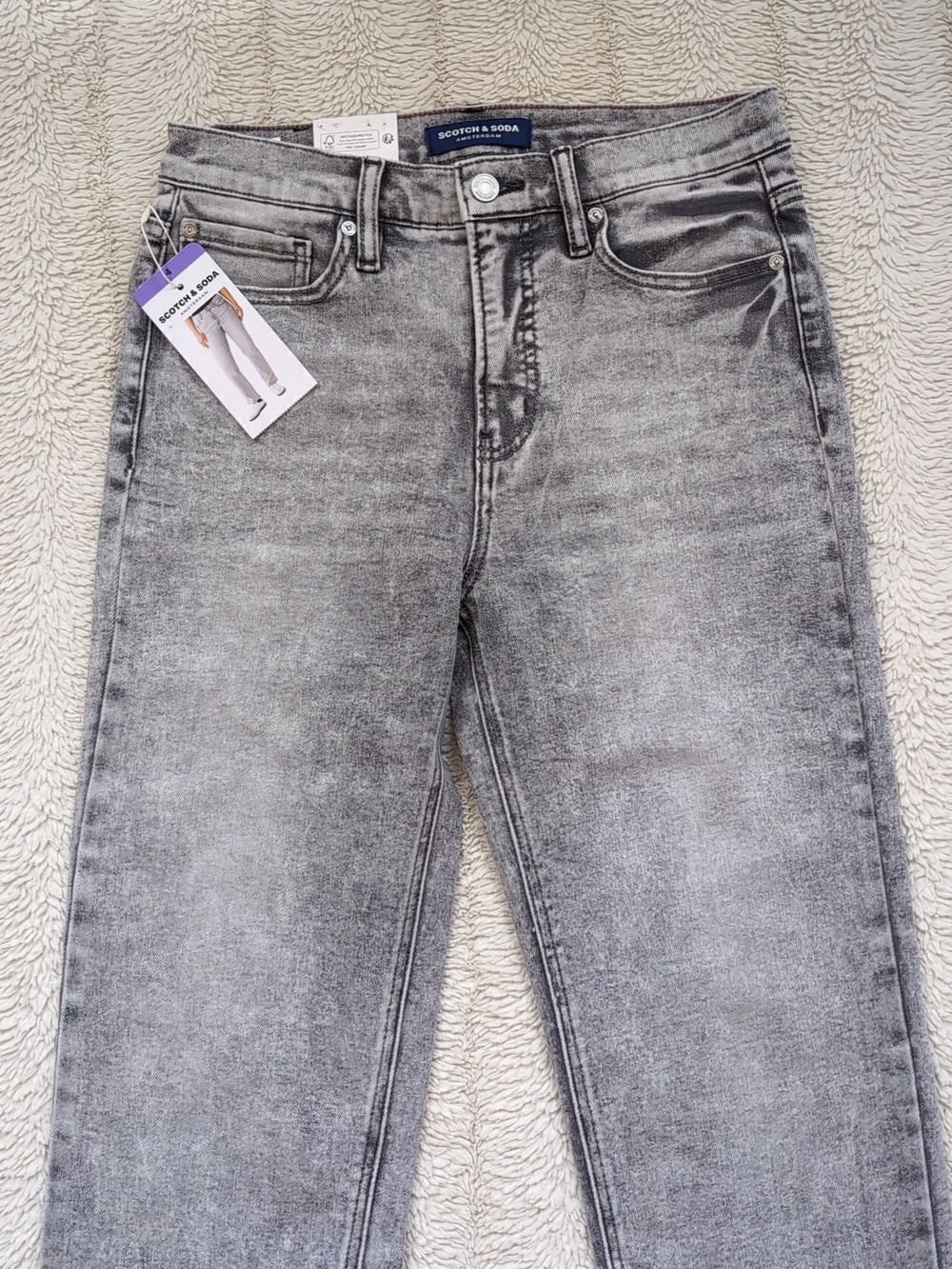 Scotch & Soda NWT High Rise Slim Jeans Women's 4 Gray Acid